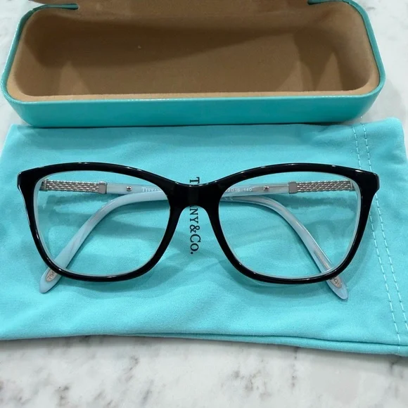 Tiffany & Co. Black, Tiffany Blue & Silver Eyeglasses-NEW! - Picture 1 of 9